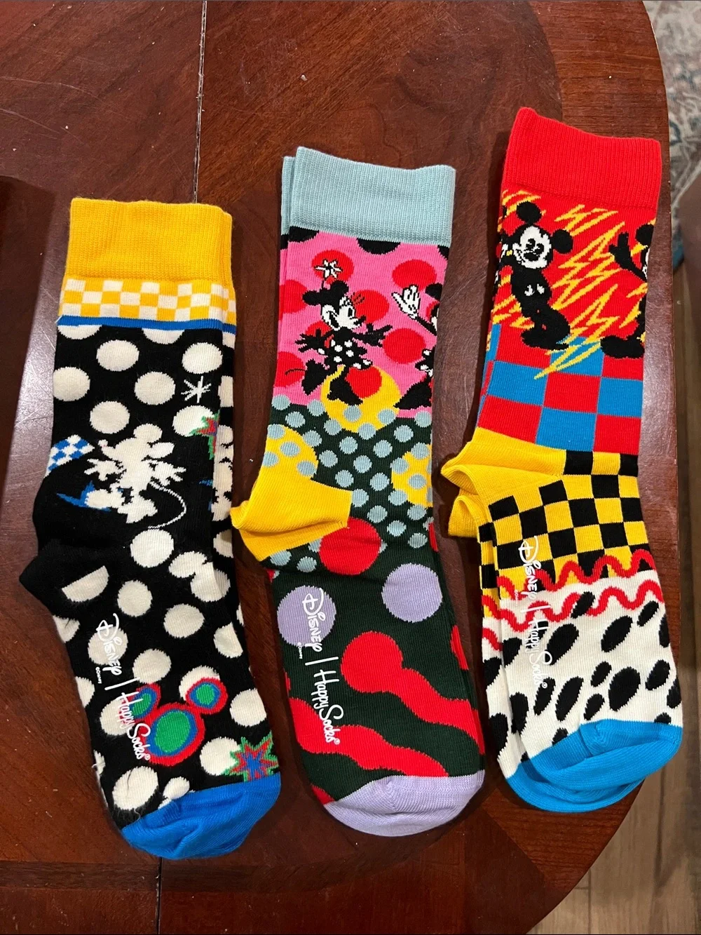 Disney Colorful Graphic Crew Socks - Mickey & Polka Dot Designs Happy Socks #741